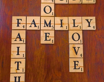 Scrabble Tiles, Personalized Wood Scrabble Tiles, wood letters, Wood Scrabble Letters, Game room decor, wall art, wedding table numbers