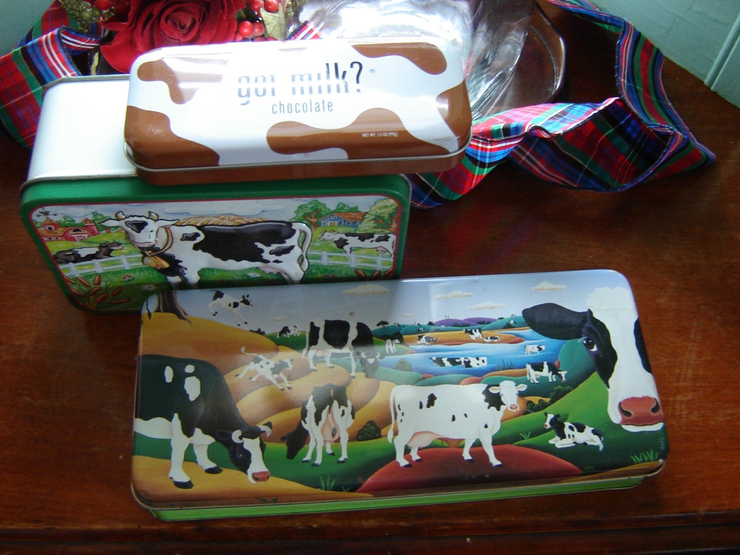 Vintage cow tins kitchen decor cow decor 3 pc set kitchen storage tins