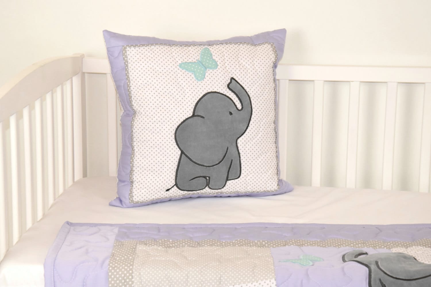 Elephant Pillow Decorative Kids Pillow Boy Nursery Decor, Teal Purple Gray