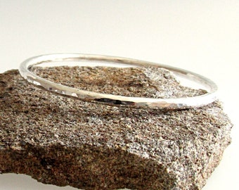 Silver Bangle Bracelet, Stackable Bangle