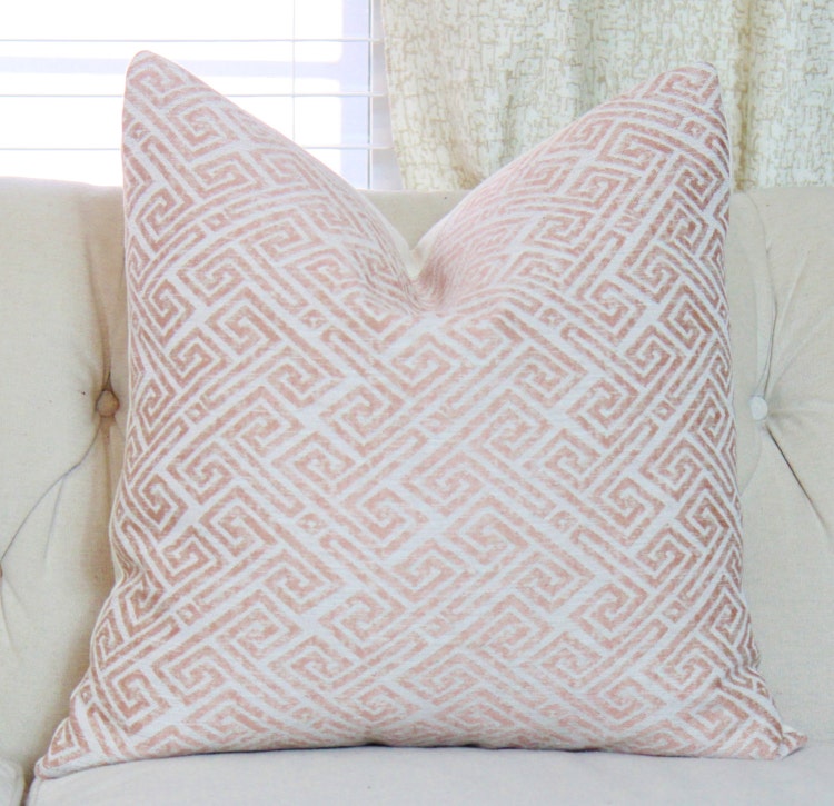 Blush Pink Pillow Cover Modern Geometric Pink by MotifPillows