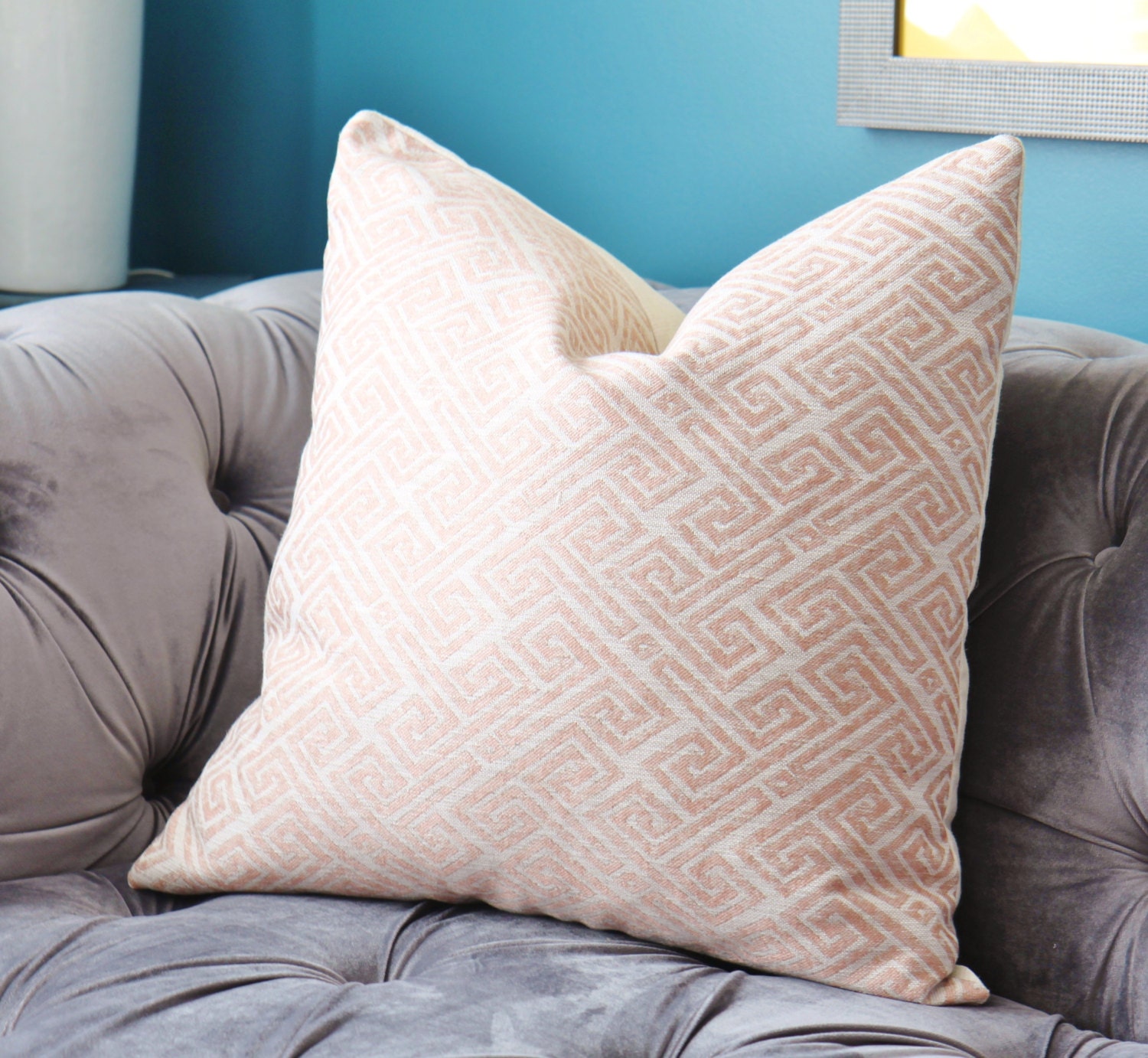 Blush Pink Pillow Cover Modern Geometric Pink Ivory Pillow