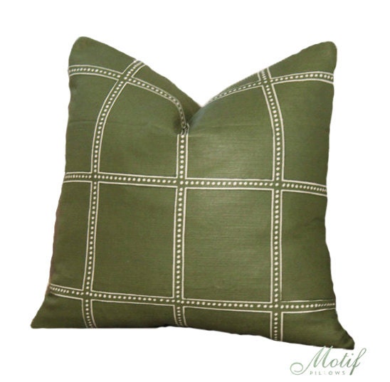 Zak and Fox Postage Pillow Cover Olive Green Geometric Throw