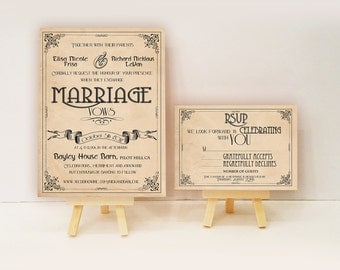 Art Deco Wedding invitations - Gatsby art nouveau Manifesto set {Lafayette design}