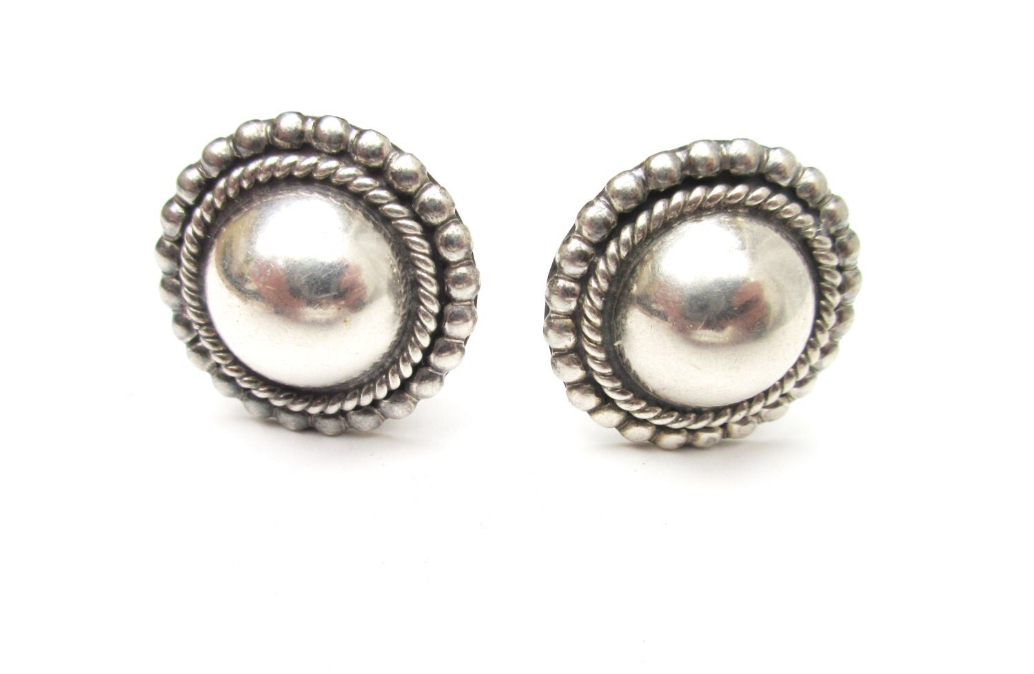Sterling Silver clip on earrings Dome south western Native