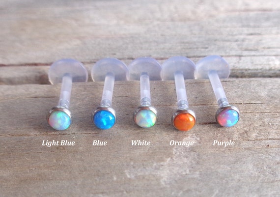Labret Monroe Lip Ring Internally Thread Fire Opal 16 Gauge (1.2mm) Bioplast Barbell Length:8mm-5 Colors