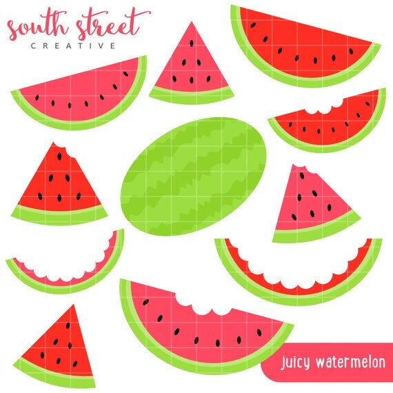 Watermelon, Melon, Summer Fruit, Cute Clipart, Personal & Small Commercial Use, Vector Clip Art, Instant Download, png, jpeg, eps Il_570xn