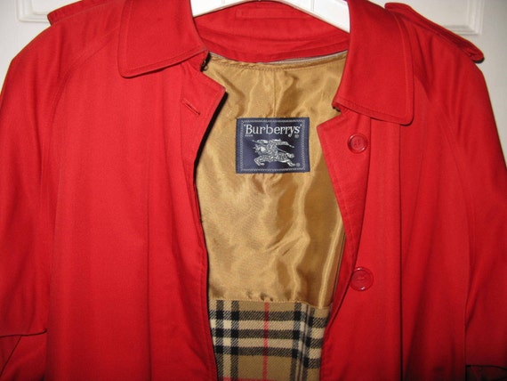 vintage red burberry trench coat