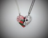 Freddie Krueger necklace, Friday the 13th necklace, Nightmare On Elm Street, Broken Heart necklace, horror valentine, gothic wedding