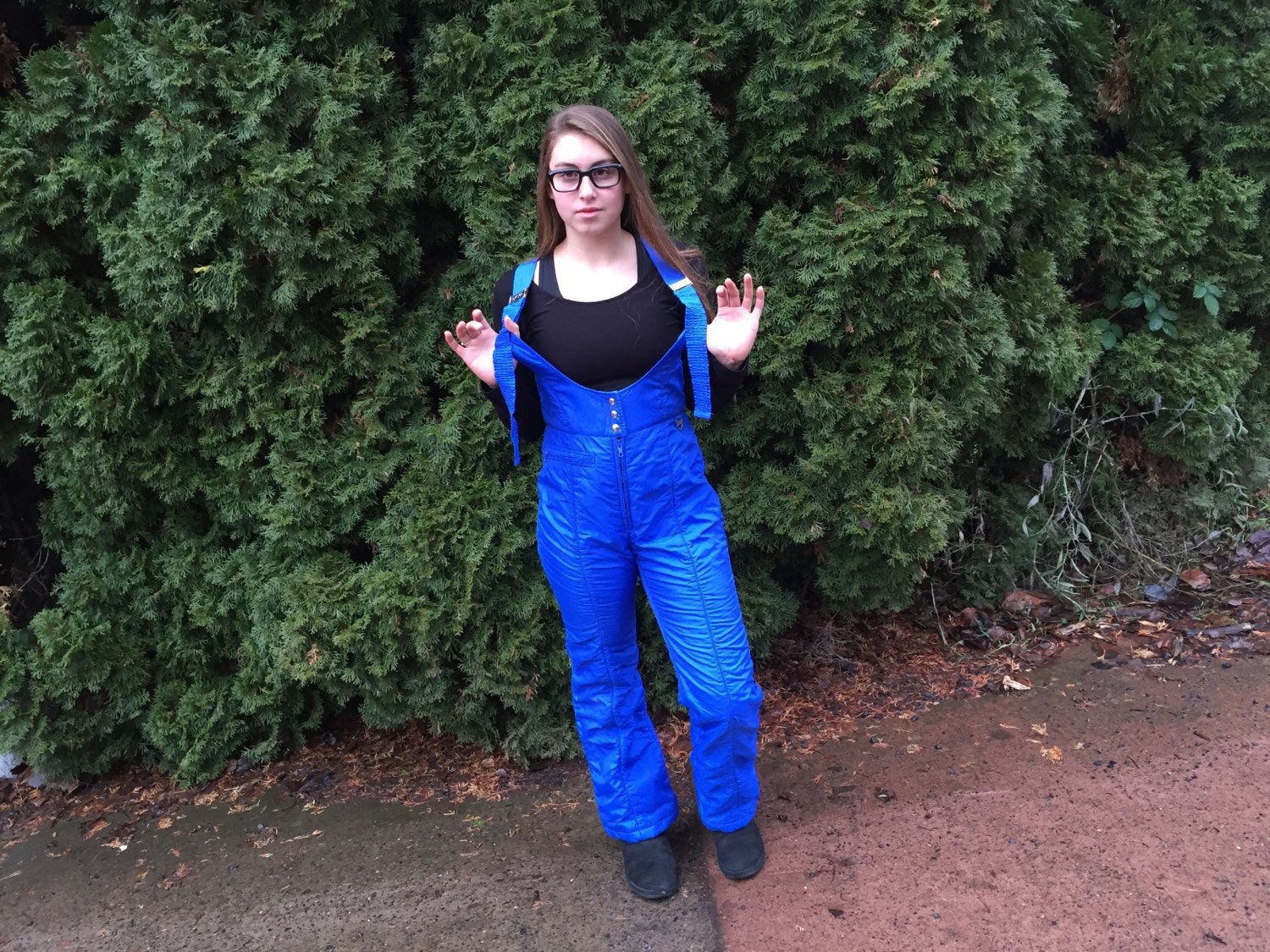 Vintage 70's Skyr Nylon Ski Bibs Ladies Size L Large