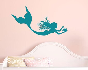 Mermaid wall decals, mermaid wall stickers, nymph girl, mermaid decor, vinyl wall decals, ocean mermaid decals