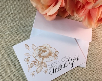 Floral Elegance Thank You Cards - Made to Order