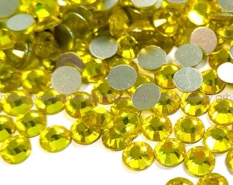 144pcs Yellow Crystal Rhinestones Flatbacks (Citrine) No Hotfix available in 2mm 3mm 4mm 5mm 6mm