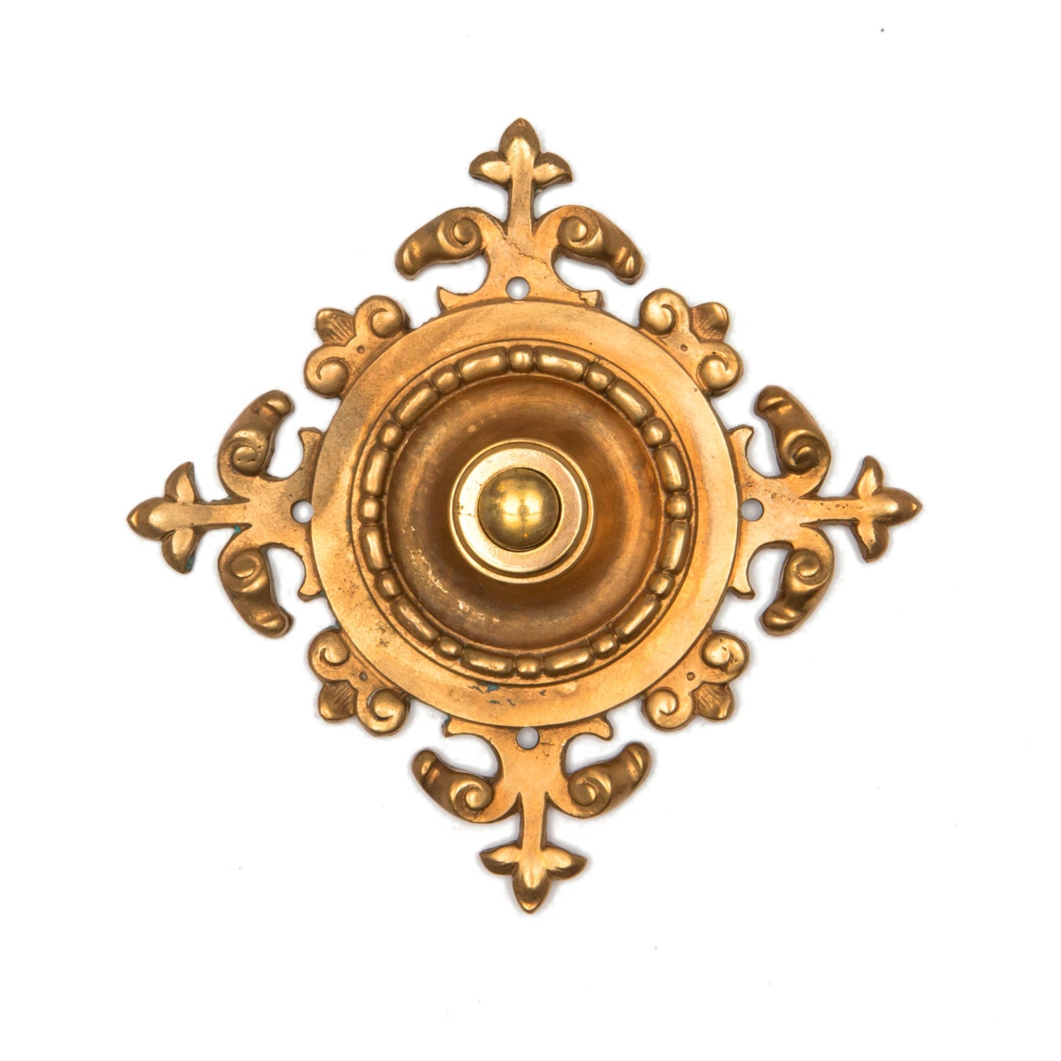 Antique Victorian Doorbell Push Button Brass Electric Buzzer