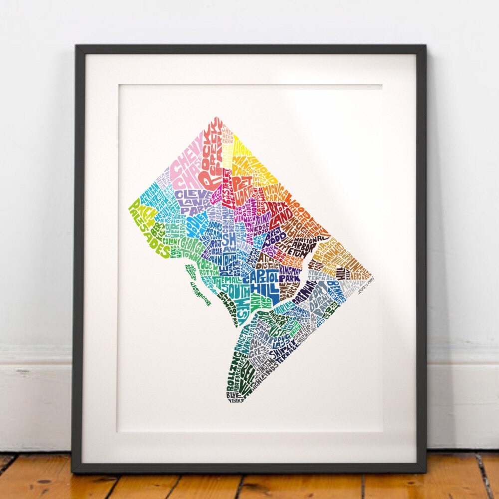 Washington DC art print Washington DC map art Washington DC