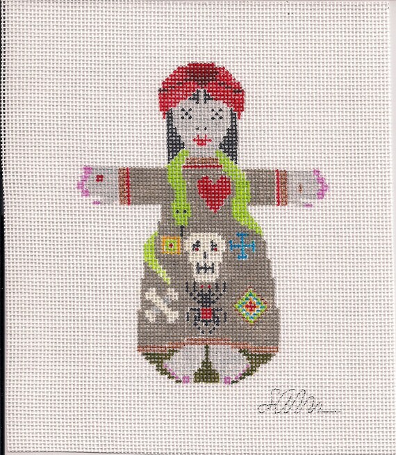Little Voodoo Queen needlepoint canvas from sheilamaloneydial on Etsy