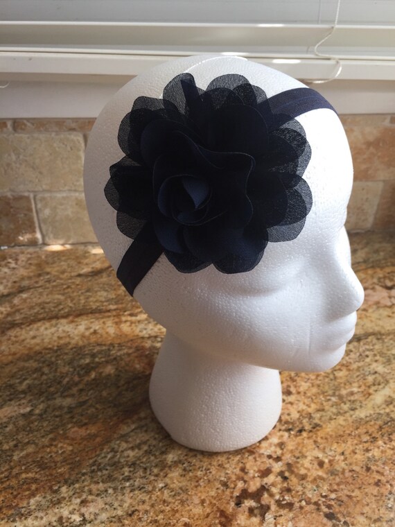 Navy Blue Fabric Flower Headband Baby Girl Headband Baby