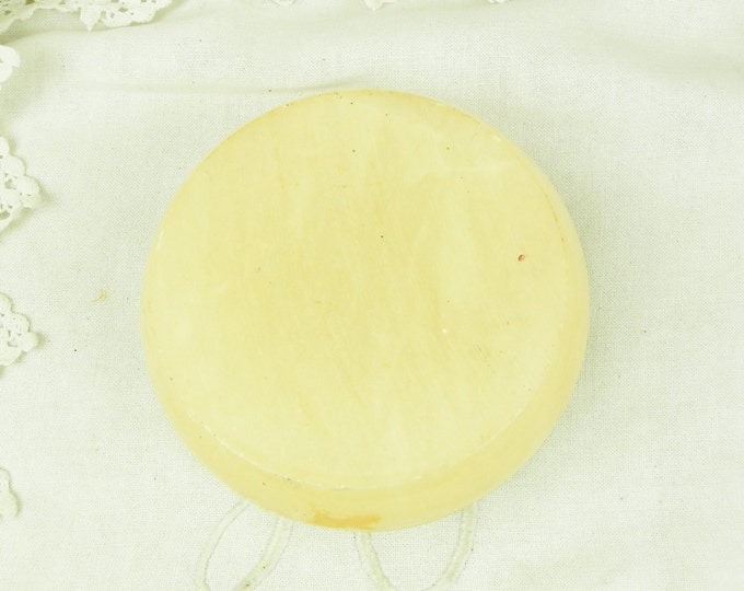 Vintage French Carved Hand Painted Alabaster Stone Lidded Powder Pot, Brocante Boudoir Box from France, Cosmetic Make Up Accessory Vintage French Carved Hand Painted Alabaster Stone Lidded Powder Pot, Brocante Boudoir Box from France, Cosmetic Make Up Accessory