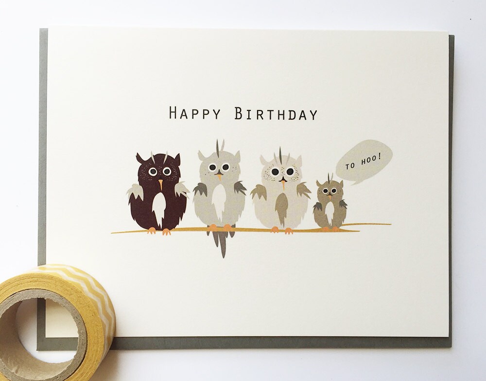 Happy Birthday to Hoo Greeting Card by TheBoxBerry on Etsy