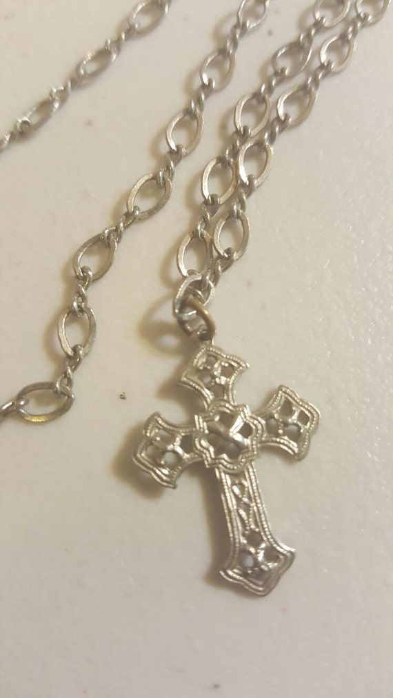 Silver Cross Necklace by TheRecycledGreenRose on Etsy
