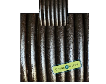 CW06215 - Black - 0.40 meters x 6mm Round Leather Cord