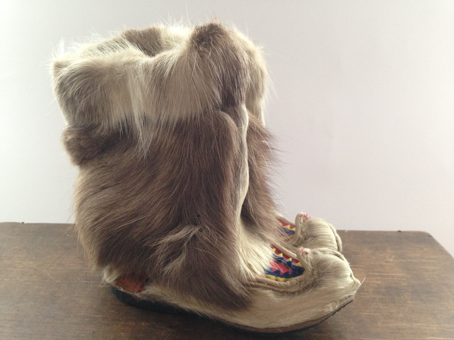 Vintage Laplander Saami children boots Reindeer fur boots Real