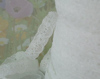 5yds White Elastic Lace Trim 1/2" Stretch Lace beautiful for Baby Headband Supplies lingerie lace Bra elastic Skinny Lace elastic white trim