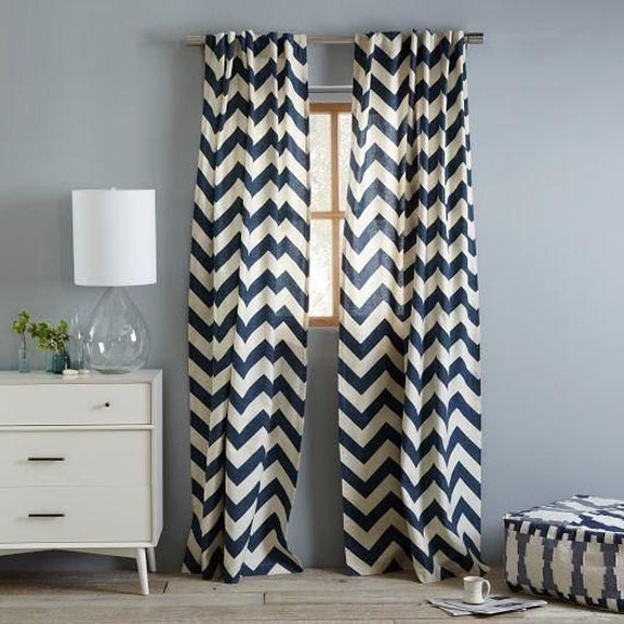 blue and white chevron curtains