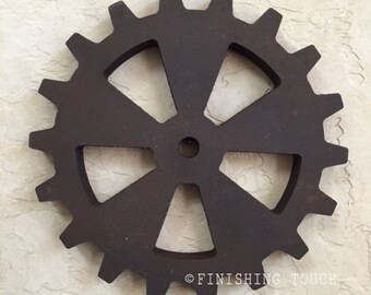 Medium Industrial Style- Style 5- Wood Gear Steampunk Sprocket Mechanical Decor Wall hanging Vintage Rustic Wheel Panel Factory Molds