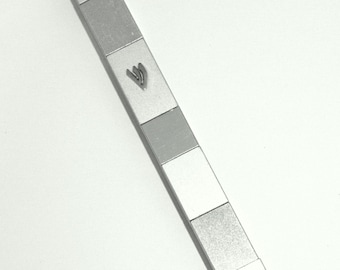Judaica Mezuzah Case Shiny & Matte Silver Cubes Aluminum 12 cm