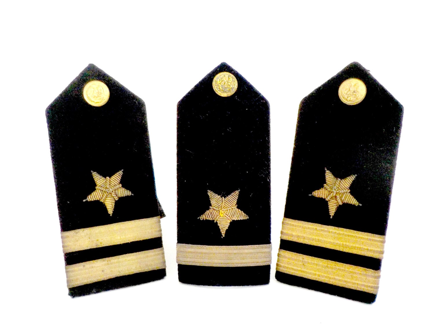 Epaulets Set of 3 Navy Epaulets Military by TheVintagePorch