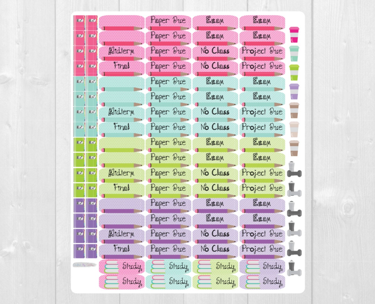 Download Student Planner Sticker Kit Pink Blue Green Purple Erin