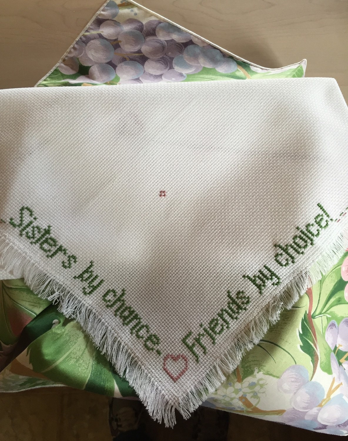 Sister Cross Stitch Bread Cloth/Basket Liner with by ontheroadmama