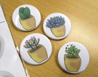 Succulent - 35mm Badge / Buttons - Individual