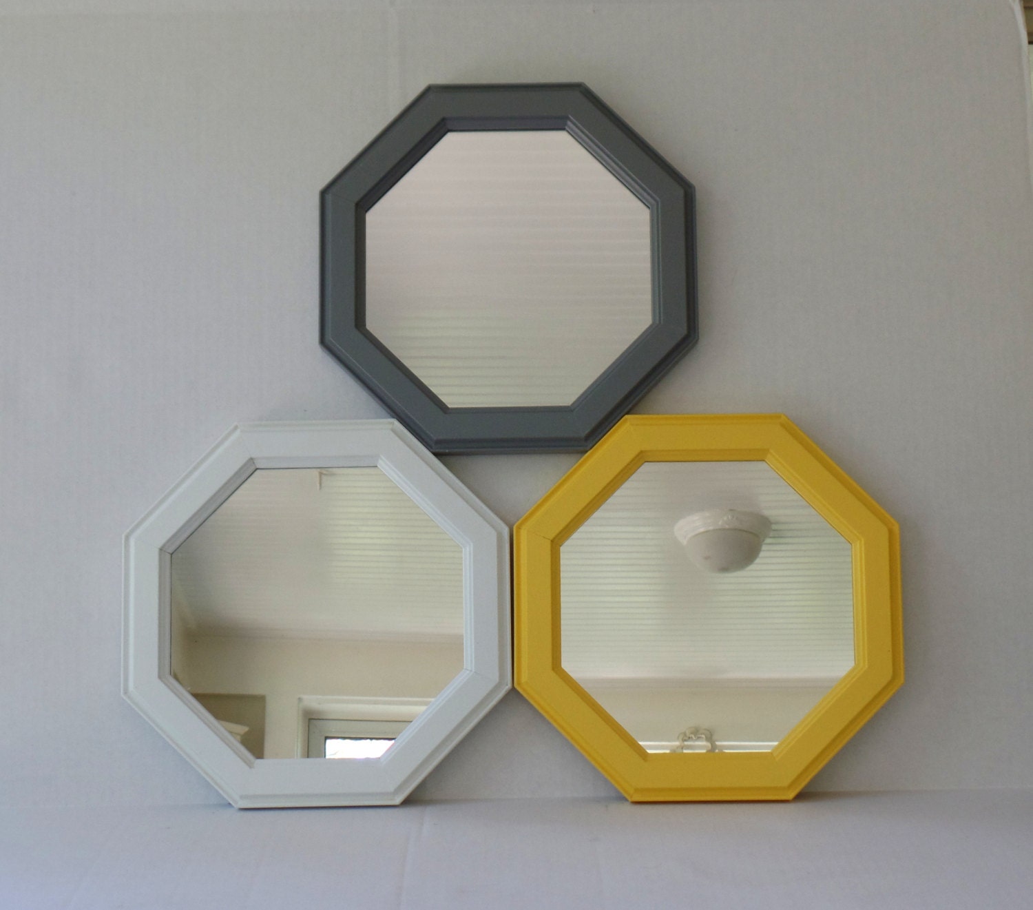 Mirror Set Of Three Vintage Octagon Mirrors by MollyMcShabby