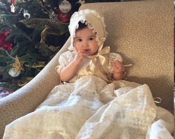 French Maline Lace Christening Gown