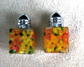 Orange, Gold, Yellow and Red Miniature Salt and Pepper Shakers - Set of 2