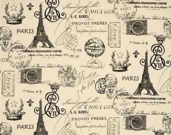 Paris print fabric | Etsy