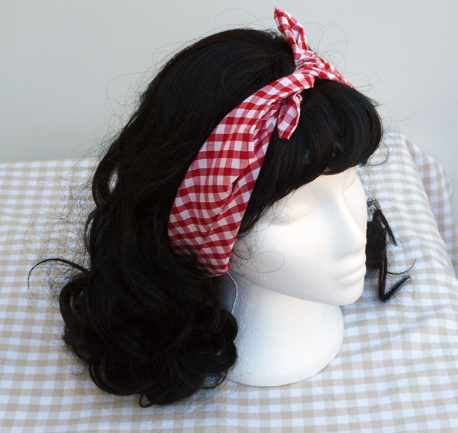SALE 50's style hair bandana / neck tie red and white