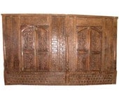 Mogulinterior 20c Indian Architectural Rare Rustic Antique Wall Panel Teak India Jaipur Haveli Architecture