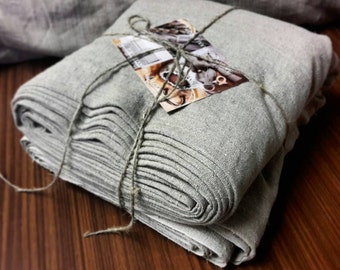 Rough linen fabric by the meter, stonewashed linen fabric, rough linen, raw flax fabric, grey linen by the yard, 140cm 55" gray linen fabric