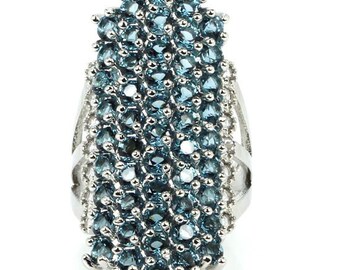 7.35ctw London Blue Topaz Sterling Silver Ring 7.0