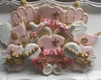 Princess Sugar Cookies, royal princess cookies, pink baby shower cookies, baby shower, first birthday
