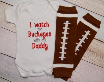 Ohio State Buckeye Baby One piece - Embroidered Baby Bodysuit - Buckeye Baby Shirt - Ohio State Baby Girl - Baby Boy - I watch the Buckeyes
