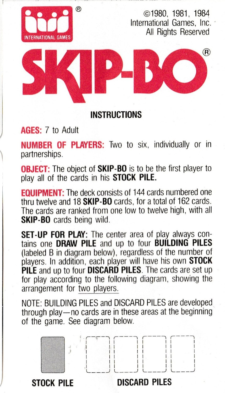 skip bo rules and instructions