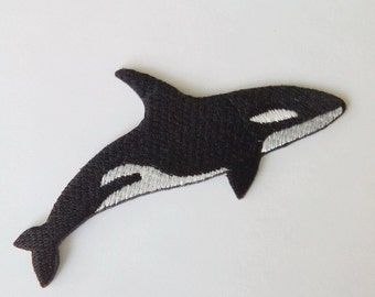 Embroidered Whale Iron on Patch (1 3/4" x 3 3/4")