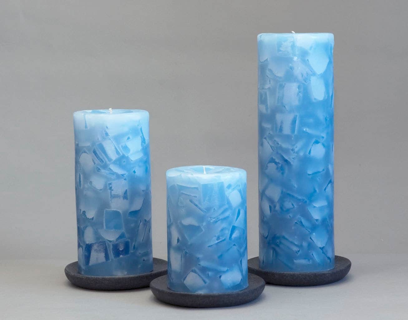 Blue Pillar Candles Mosaic Set includes 3 x 4 by NordicCandle
