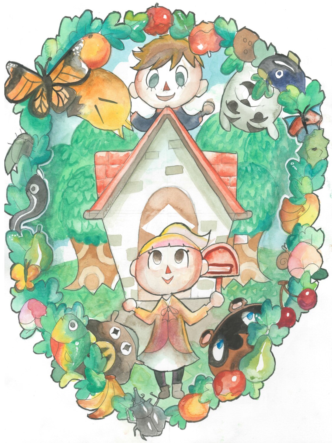 Animal Crossing Art Print 8 x 10 Poster Decor by ForestFloorArts