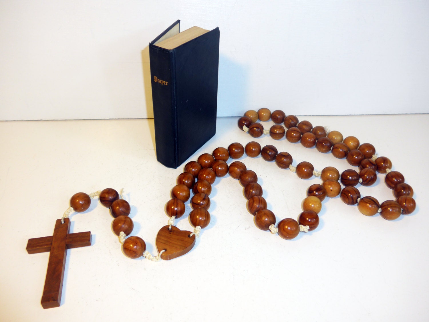 LARGE Retro Wood Wall Rosary Vintage Wall Hanging Rosary