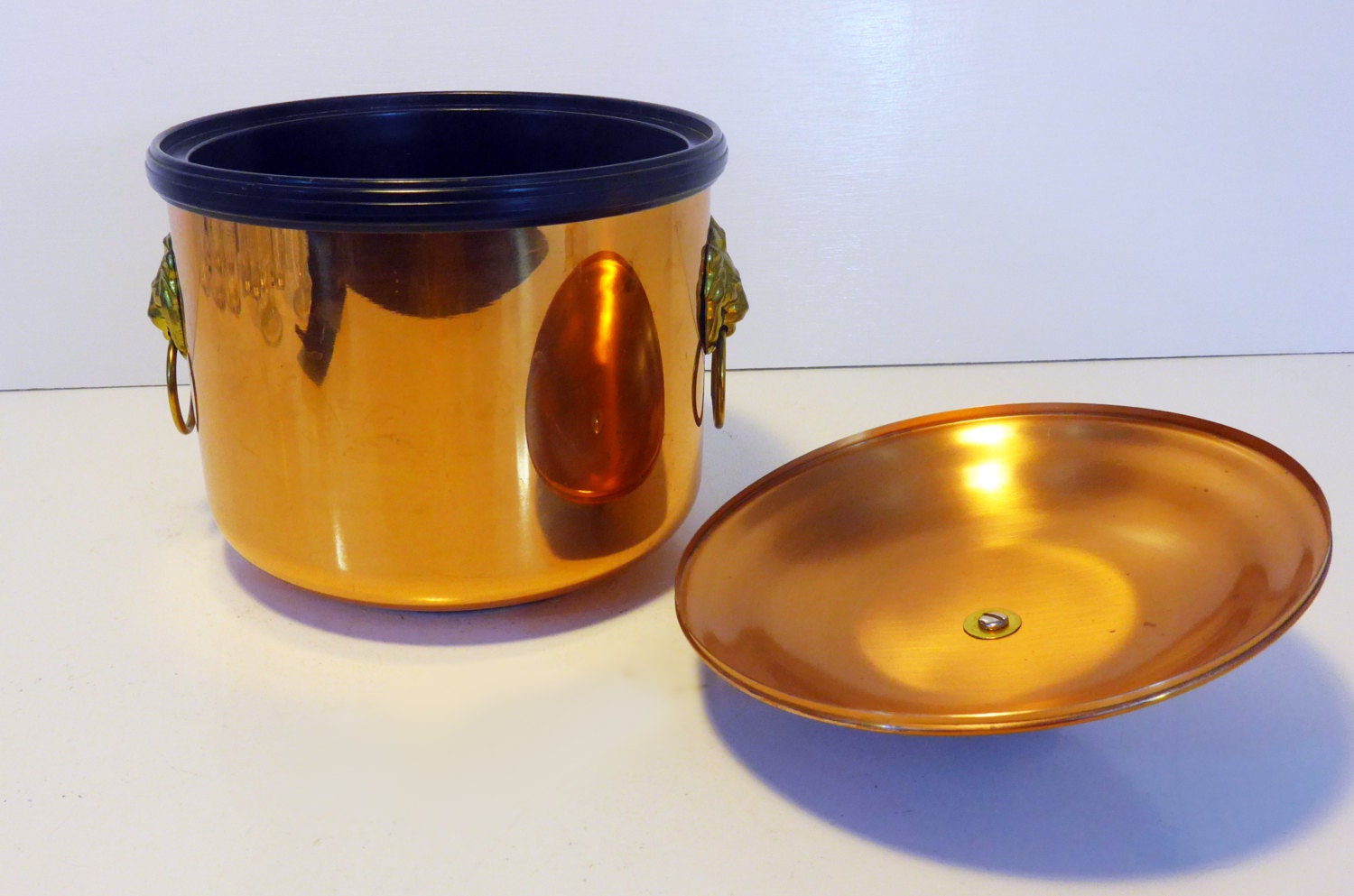 Ice Bucket Vintage Copper Ice Bucket with Top/Lid Retro Coppercraft